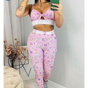 🦄 Unicorn Brazilian pink crop top sports bra gym activewear sexy
